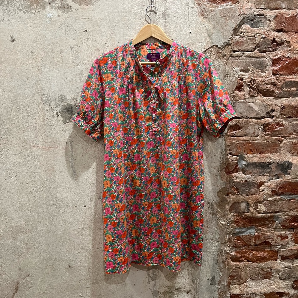 J Crew Liberty Floral Short Sleeve Shift Dress with Pockets